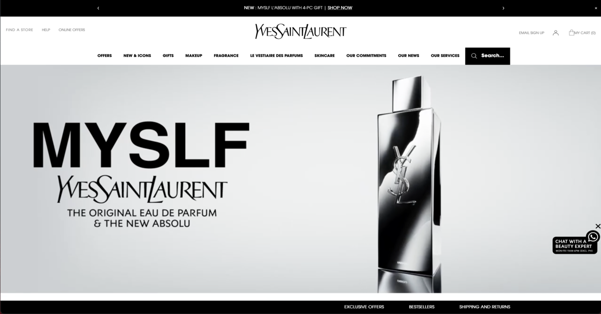 Yves Saint Laurent - luxury male perfume brands for sophisticated gentleman in Singapore