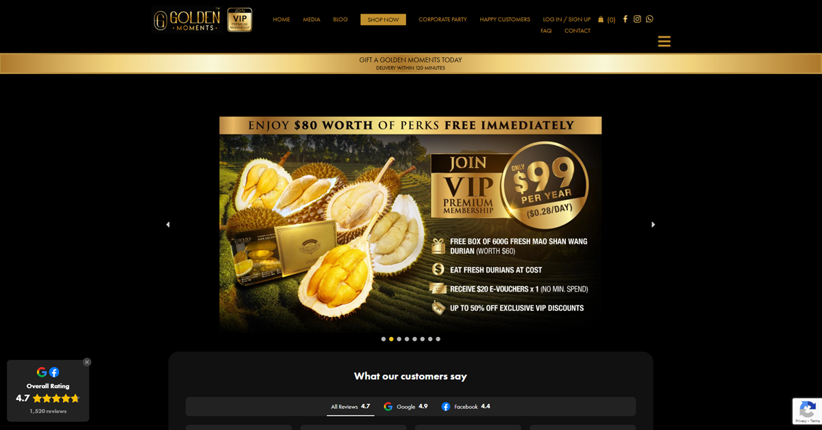 Golden Moments - s shiokest durian delights atas delivery services crown cravings in Singapore