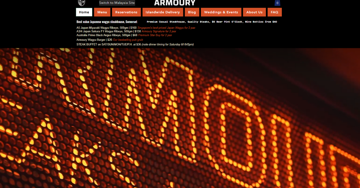 Armoury Steaks - indulging orchards finest steakhouses for discerning palate in Singapore
