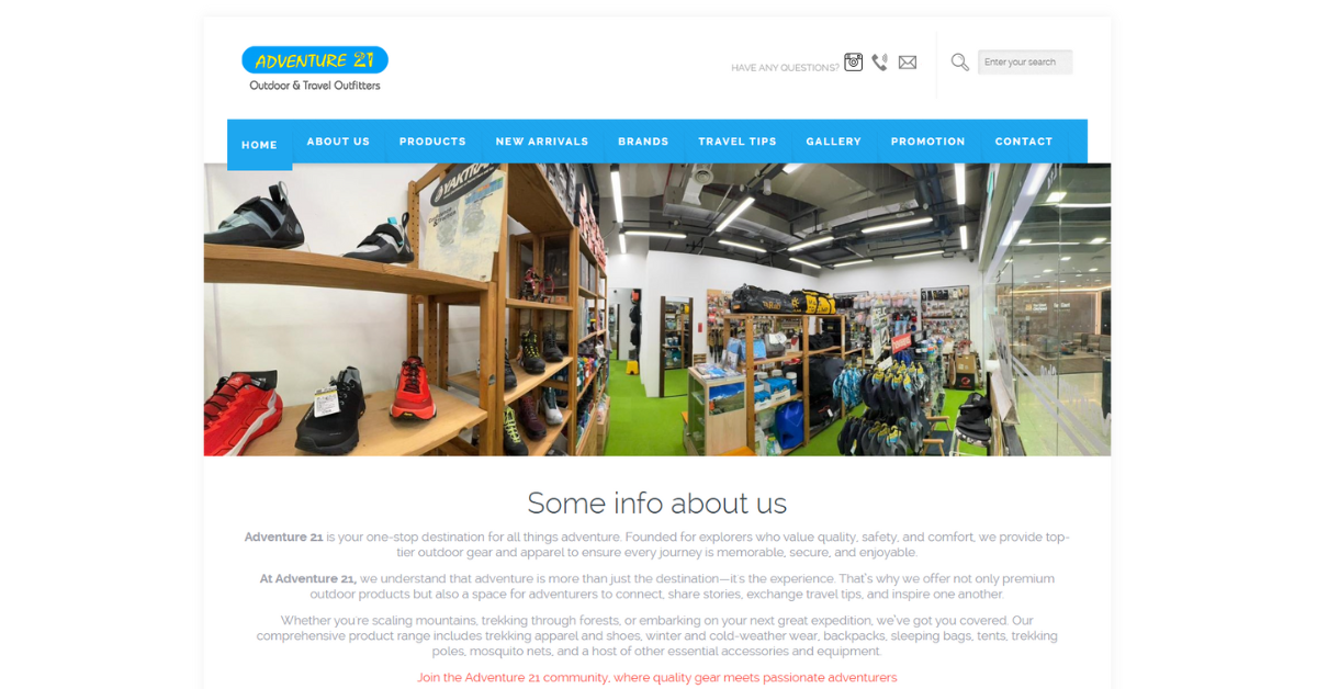 Adventure 21: Outdoor Gear Retailer in Singapore