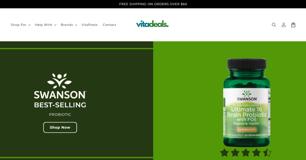 Probiotic supplement bottle with Swanson label for digestive health.